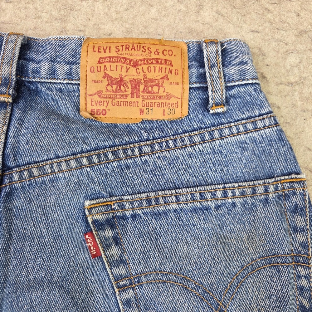Vintage 90s Levis 550 Jeans Mens 31x30 Blue Relaxed Fit Paper Tag Grunge Baggy - Picture 6 of 11
